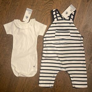 Petit Bateau Striped Overall with Onesie